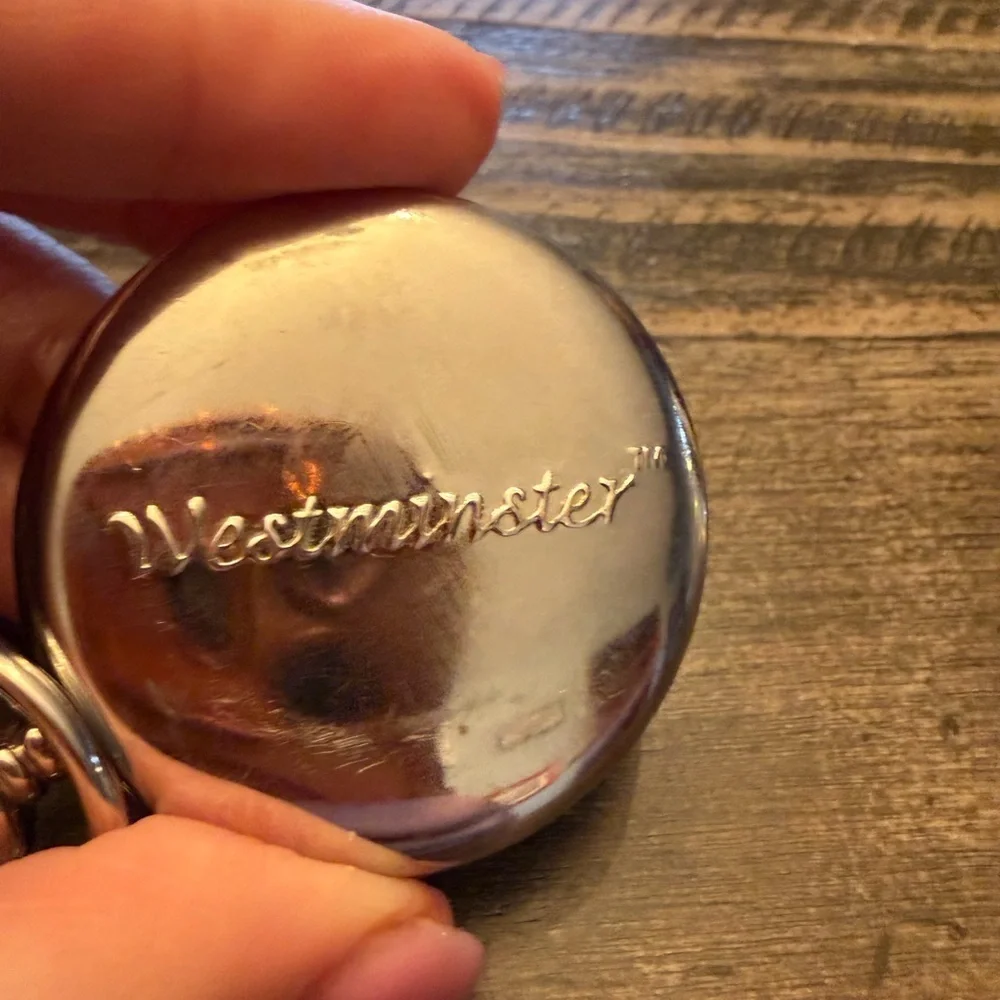 Wolf Illustration Silver Pocket Watch